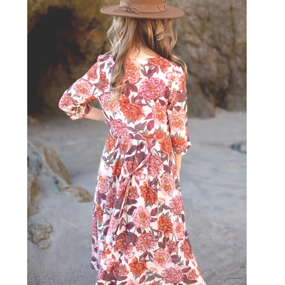 Joyfolie Floral Kimono Duster NEW Girls 12 Pink Katherine Sheer Boho Cottage - Picture 2 of 9